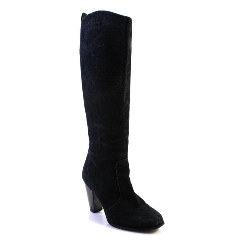 Joie Black Knee High Boots Suede Heel Slouch Tall Boots